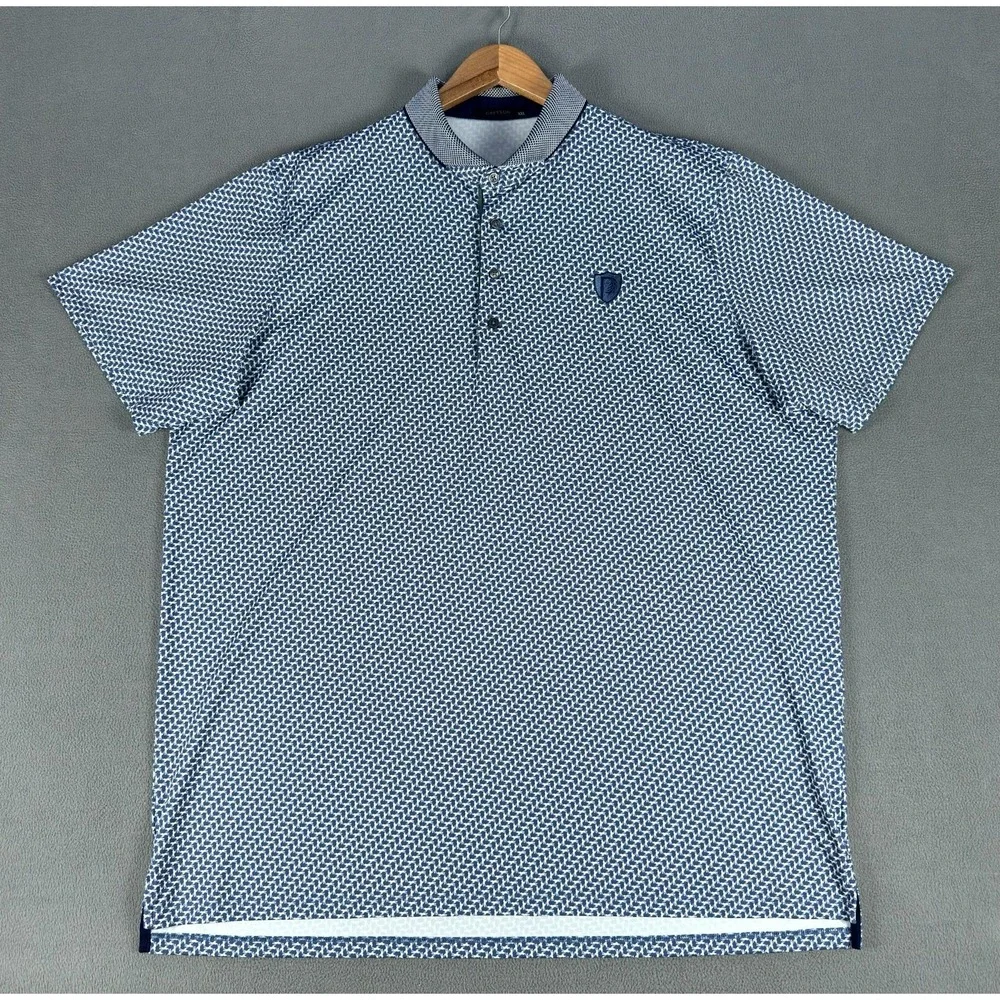 Greyson Polo Shirt‎ 2XL Blue Dances With Wolves Geometric Parkland Country Club